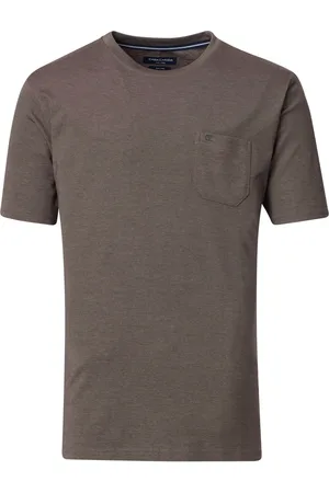 Casa Moda T-shirt effen borstzak wijde fit katoen