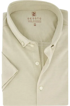 DESOTO Overhemd korte mouw slim fit effen 100% katoen