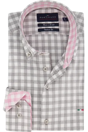 Portofino Overhemd tailored fit mouwlengte 7 met roze