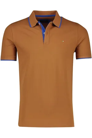 Portofino Pique polo normale fit bruin effen katoen