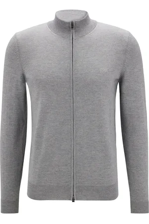 HUGO BOSS Black Balonso-L vest opstaande kraag effen wol