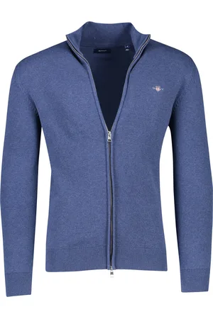 GANT Vest opstaande kraag rits met logo effen katoen