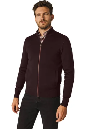 State of art Vest bordeaux rits effen katoen opstaande kraag
