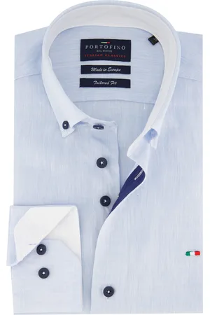 Portofino Casual overhemd normale fit effen linnen Tailored Fit
