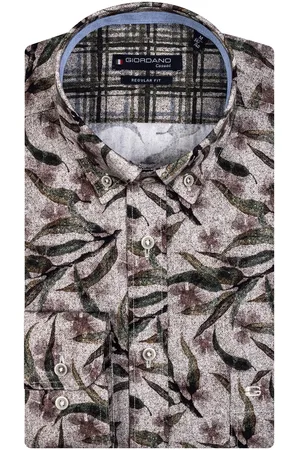 Giordano Casual overhemd wijde fit geprint katoen button-down boord