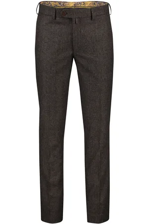 Meyer Bonn Modern Fit flatfront pantalon effen lamswol