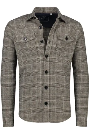 Blue Industry Casual overhemd overshirt knopen geruit katoen