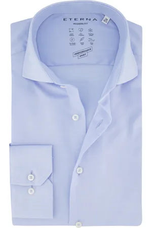 ETERNA Overhemd effen blauw normale fit
