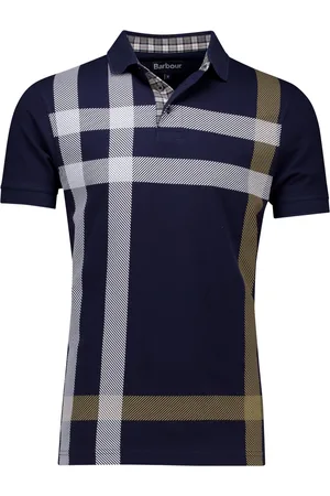 Barbour Polo navy geprint 2 knoop fastener