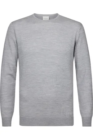 Profuomo Trui effen lichtgrijs ronde hals normale fit