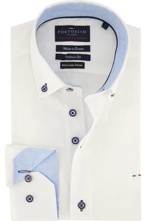 Portofino Casual overhemd mouwlengte 7 normale fit effen