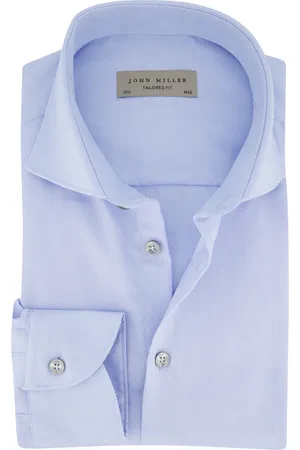 john miller Overhemd tailored fit blauw wide spread collar