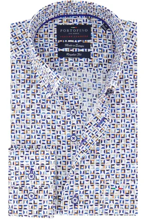 Portofino Regular Fit casual katoenen overhemd geprint