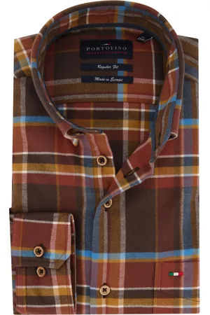 Portofino Casual overhemd normale fit geruit katoen
