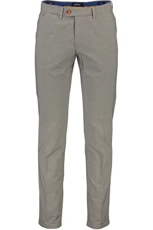 Atelier Gardeur Geruite broek Sonny-8 Slim Fit beige