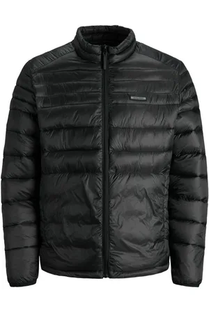 Jack&amp;jones Zwarte effen tussenjas met rits en wijde fit