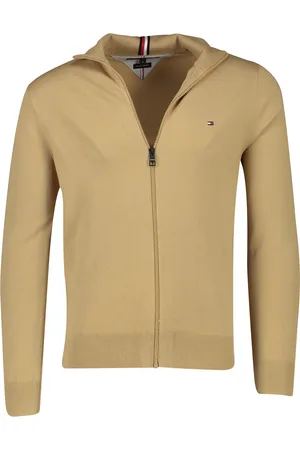 Tommy Hilfiger Vest lichtbruin effen wijde fit katoen