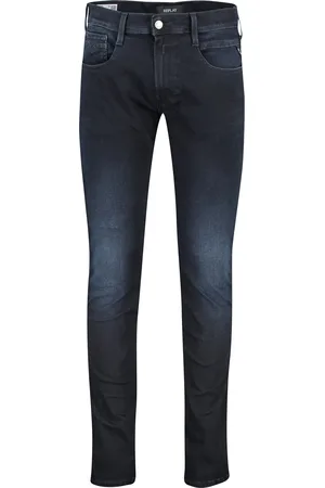 Replay Donkerblauwe jeans effen denim anbass hyperflex