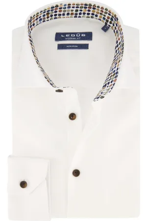 Ledub Overhemd normale fit effen katoen non iron