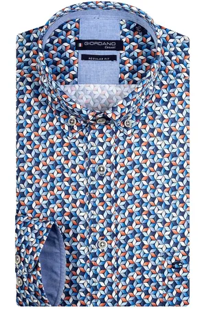 Giordano Casual lange mouwen overhemd wijde fit geprint katoen-stretch