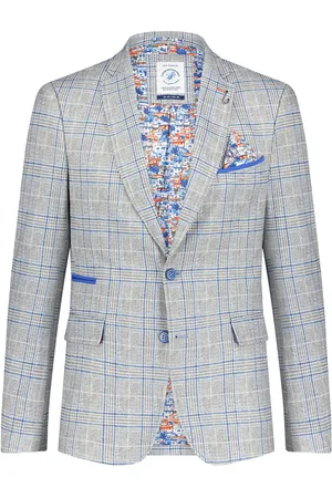 A fish named fred Colbert geruit katoen-stretch slim fit