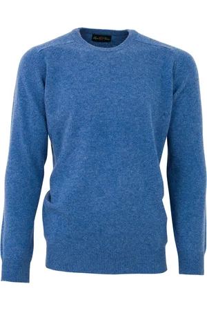Alan Paine Trui denim blue Dorset lamswol