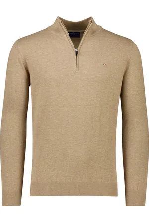 Portofino Half zip bruin katoen gemeleerd