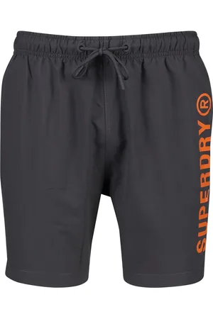 Superdry Zwemshort taupe oranje opdruk elastische band slim fit