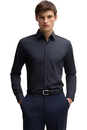 HUGO BOSS H-HANK overhemd slim fit effen katoen