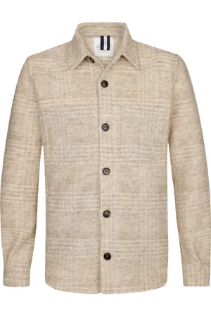 Profuomo Overshirt geruit sand wol
