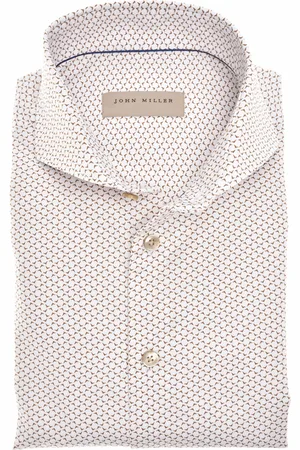 john miller Overhemd beige geprint Tailored Fit cut away