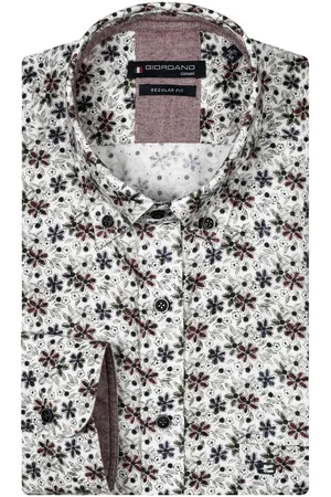 Giordano Overhemd wit bloemen geprint katoen