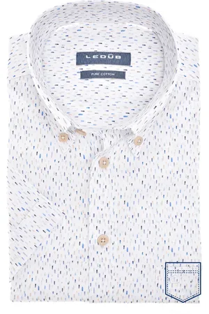 Ledub Casual overhemd korte mouw Modern Fit New normale fit geprint katoen