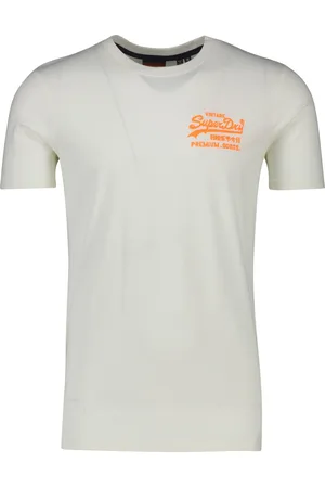 Superdry T-shirt ecru effen oranje tekst