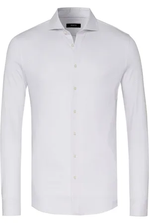 DESOTO Business overhemd slim fit lichtbruin geprint