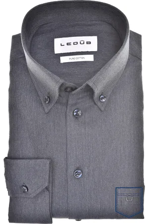 Ledub Overhemd effen button down normale fit