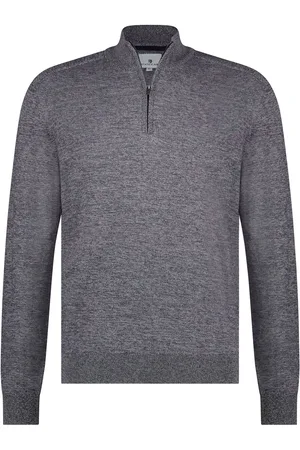 State of art Trui /grijs gemêleerd half zip katoen
