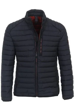 Casa Moda Donkerblauwe effen tussenjas met rits normale fit