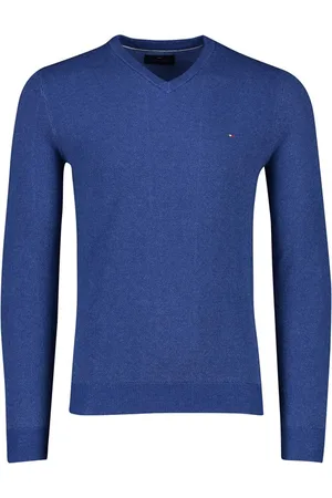 Portofino Trui v-hals donkerblauw effen katoen 100%