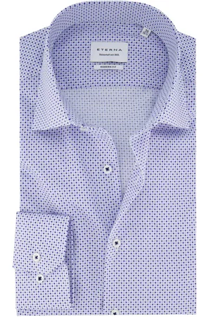 ETERNA Overhemd blauw geprint lange mouwen