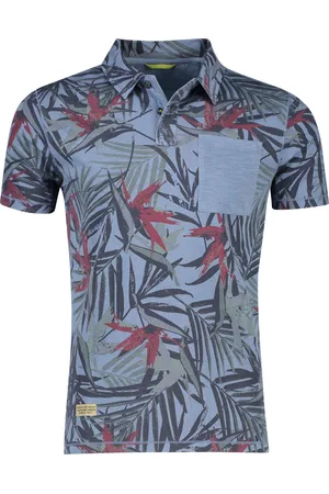 Camel Active Polo wijde fit planten print katoen