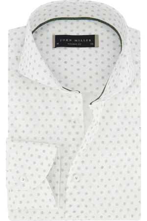 john miller Tailored Fit overhemd wit gestipt