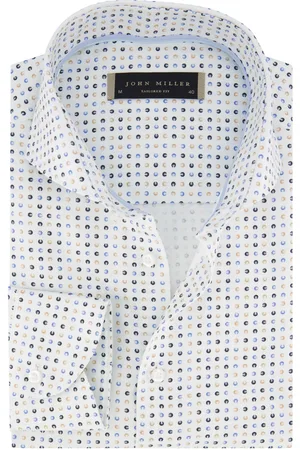 john miller Overhemd Tailored Fit blauw geel geprint