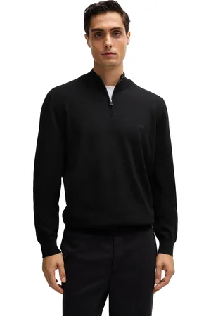 HUGO BOSS Boss Black halfzip trui Padro effen katoen