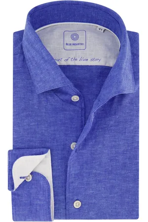 Blue Industry Gemêleerd overhemd linnen slim fit
