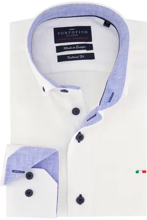 Portofino Casual overhemd normale fit effen linnen button down
