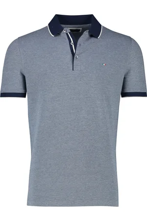 Portofino Polo donkerblauw gemêleerd katoen normale fit