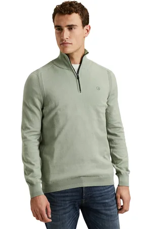 Cast Iron Half zip trui effen normale fit katoen
