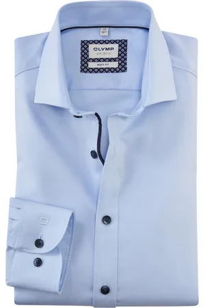 Olymp Overhemd katoen Level Five body fit blauw ml 7