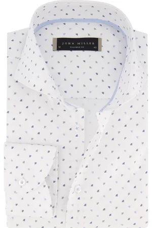 john miller Tailored Fit overhemd blauw geprint